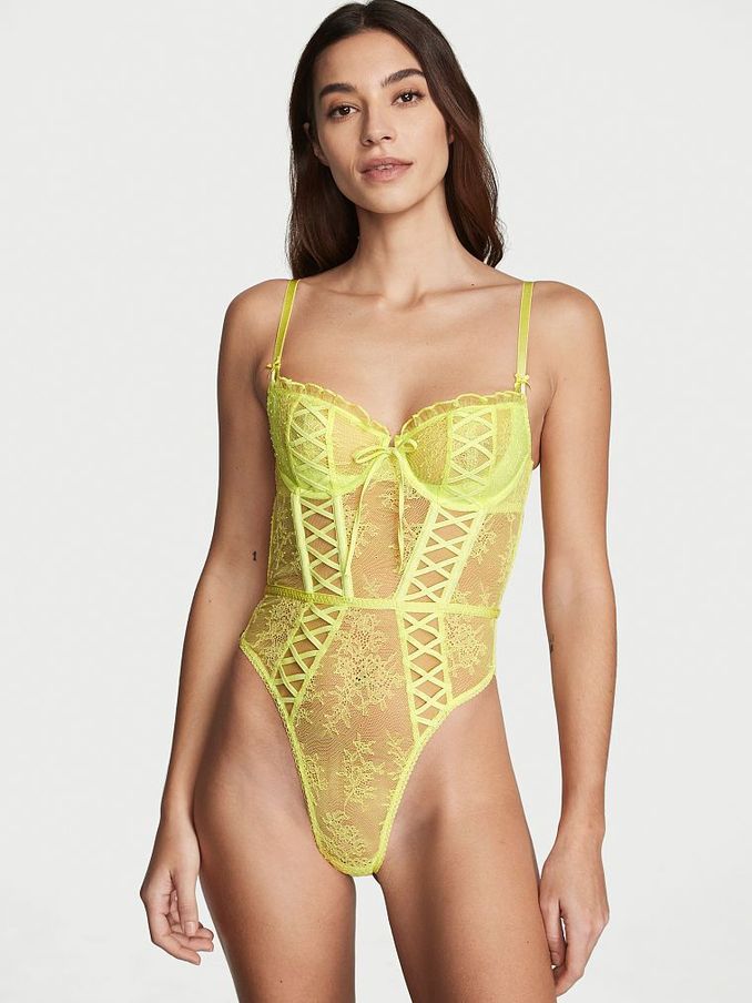 Lime Citron Wicked Unlined LaceUp Teddy (K22241) | €33