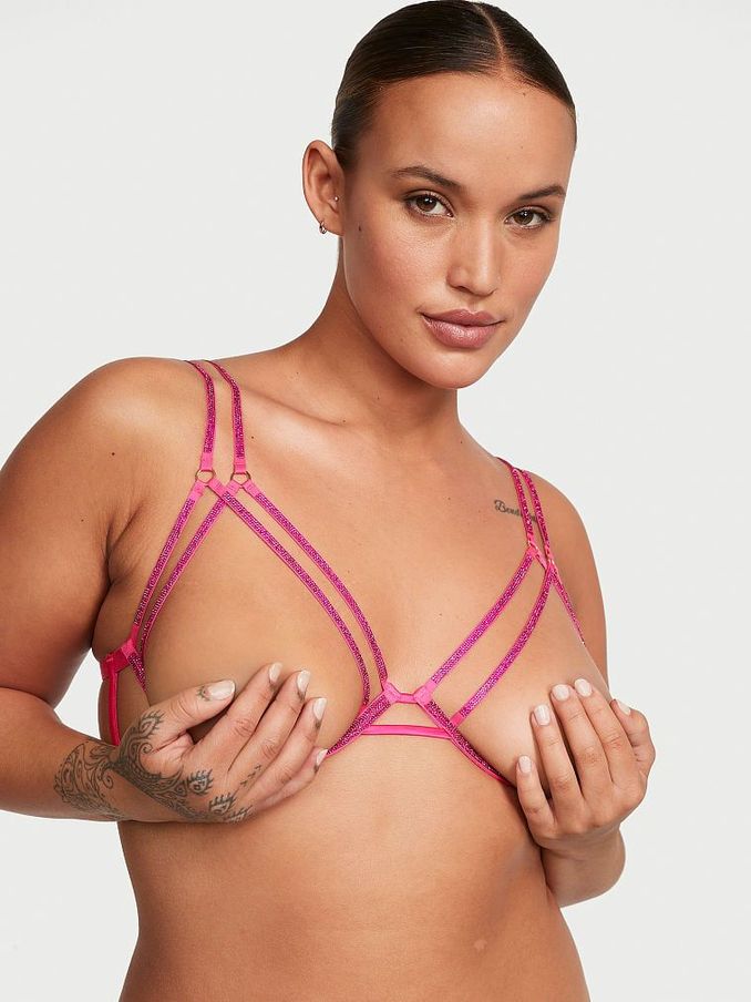 Forever Pink Shine Strap Open Cup Triangle Bra (K22558) | €26