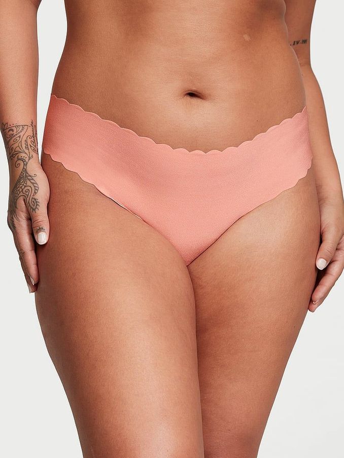 Punchy Peach Orange Scalloped Thong Knickers (K22581) | €4