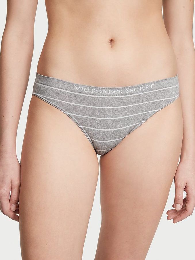 Grey Heather Stripe Bikini Knickers (K23617) | €10.50