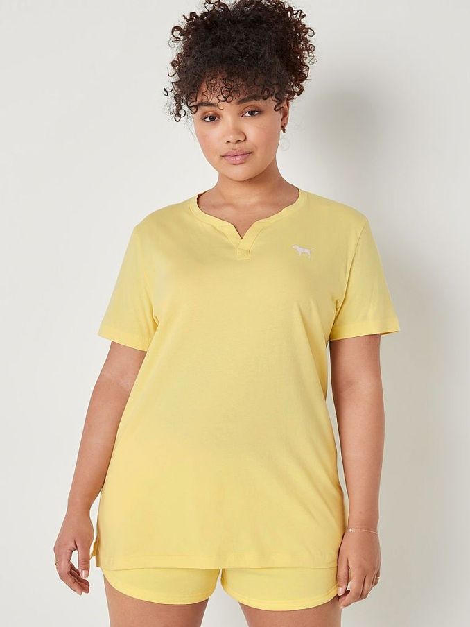 Tulip Yellow V Neck Short Sleeve T-Shirt (K24504) | €15