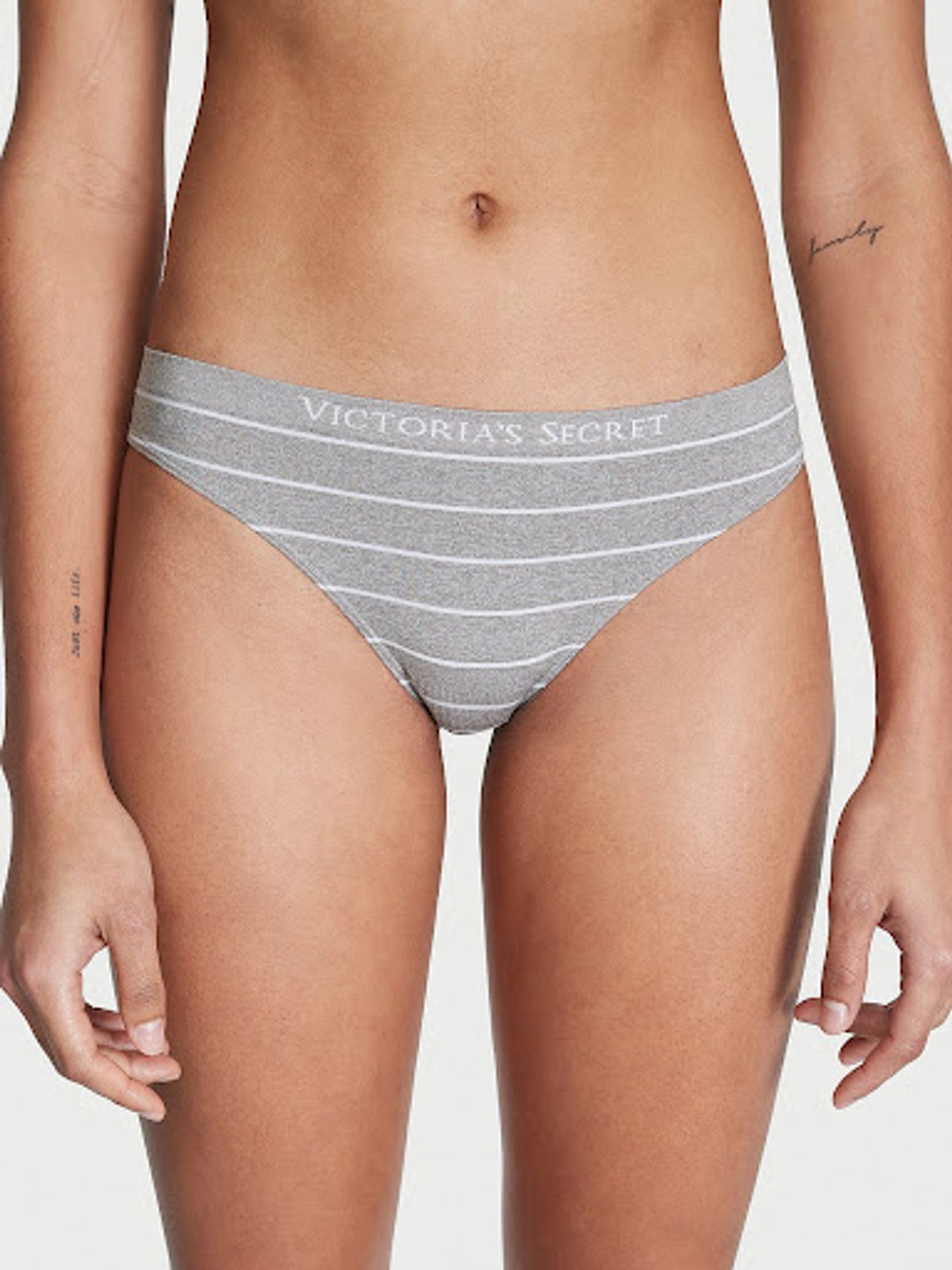Grey Heather Stripe Thong Knickers (K24697) | €10.50