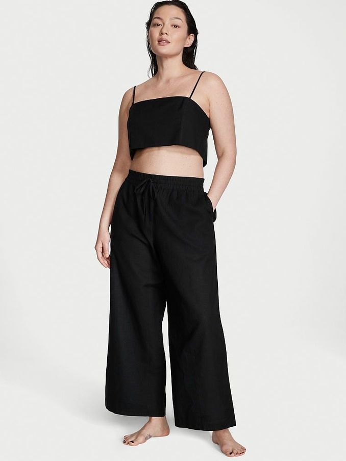 Black Linen Crop Top (K25720) | €11