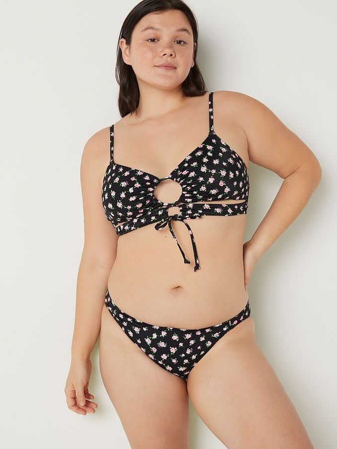 Pure Black Floral Brief Bikini Bottom (K28368) | €13