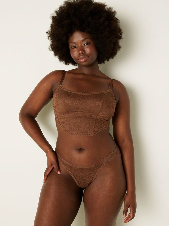 Soft Cappuccino Brown Lace Lightly Lined Corset Bralette (K28587) | €15