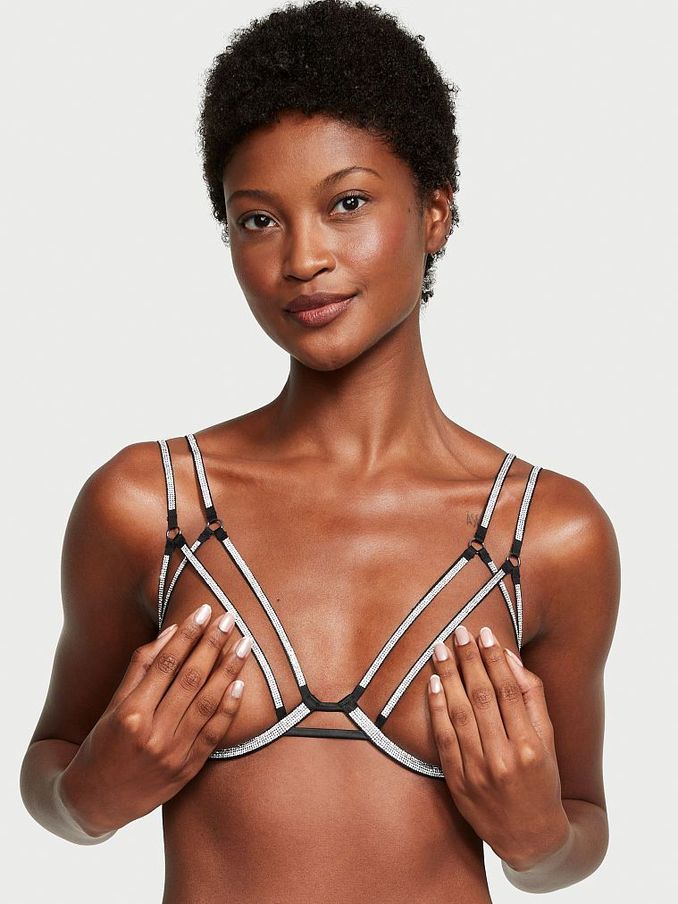 Black Shine Strap Open Cup Triangle Bra (K30834) | €33