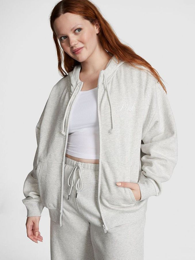 Heather Stone Grey Fleece Full Zip Hoodie (K30930) | €52