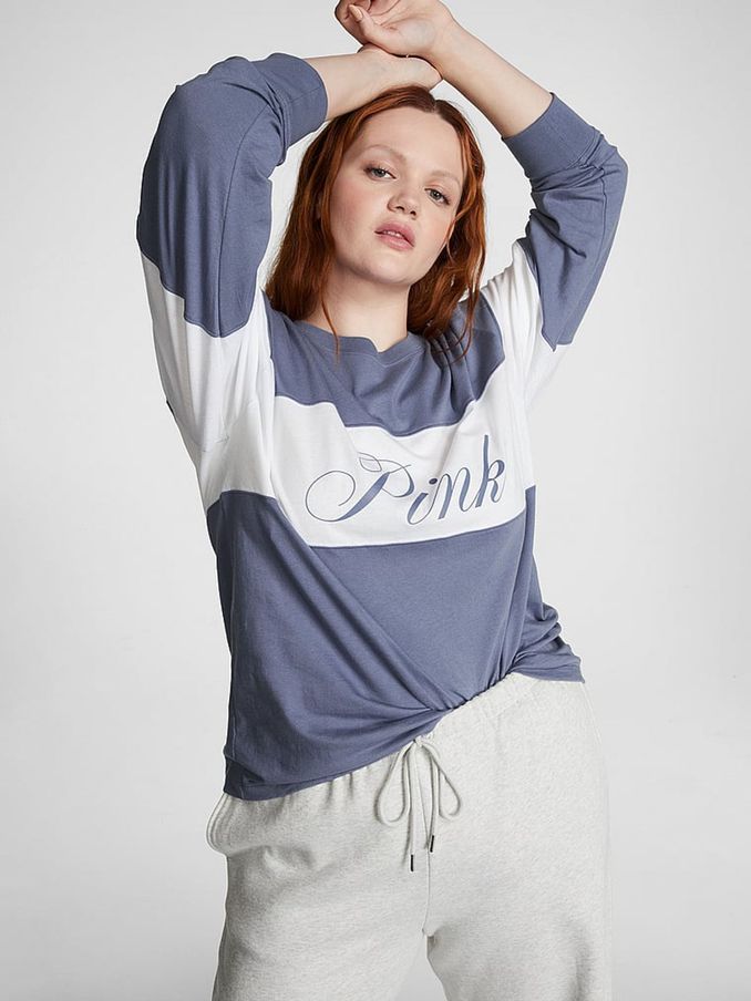 Dusty Iris Blue Oversized Long Sleeve T-Shirt (K30931) | €19