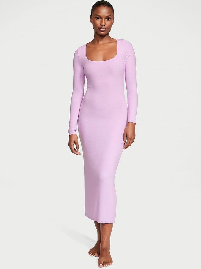 Violet Sugar Purple Ribbed Modal Long Slip Dress (K31888) | €25