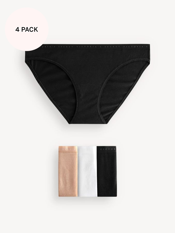 Black/White/Nude Bikini Logo 4 Pack Knickers (K32099) | €22.50