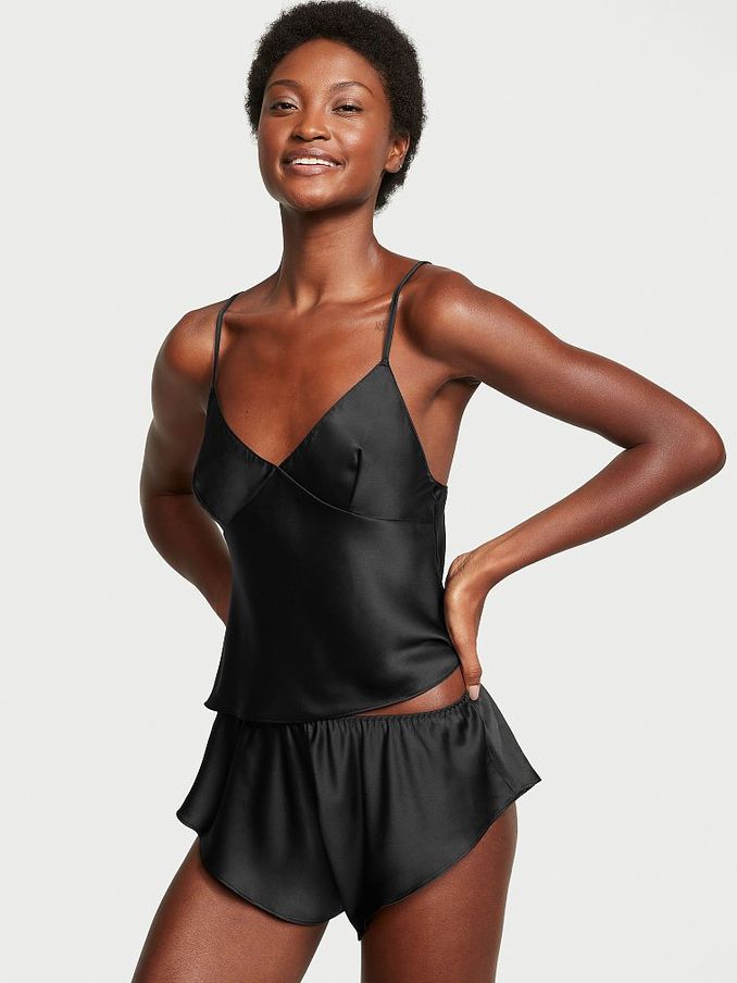 Black Satin Open Back Cami Set (K32199) | €68
