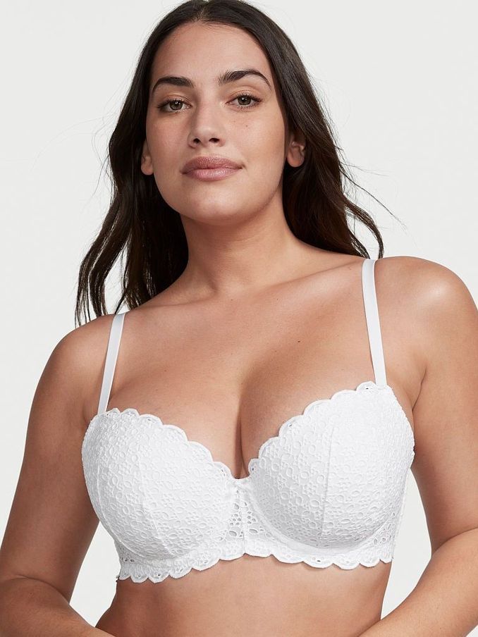 White Lightly Lined Demi Broderie Scalloped Trim Bra (K32856) | €39