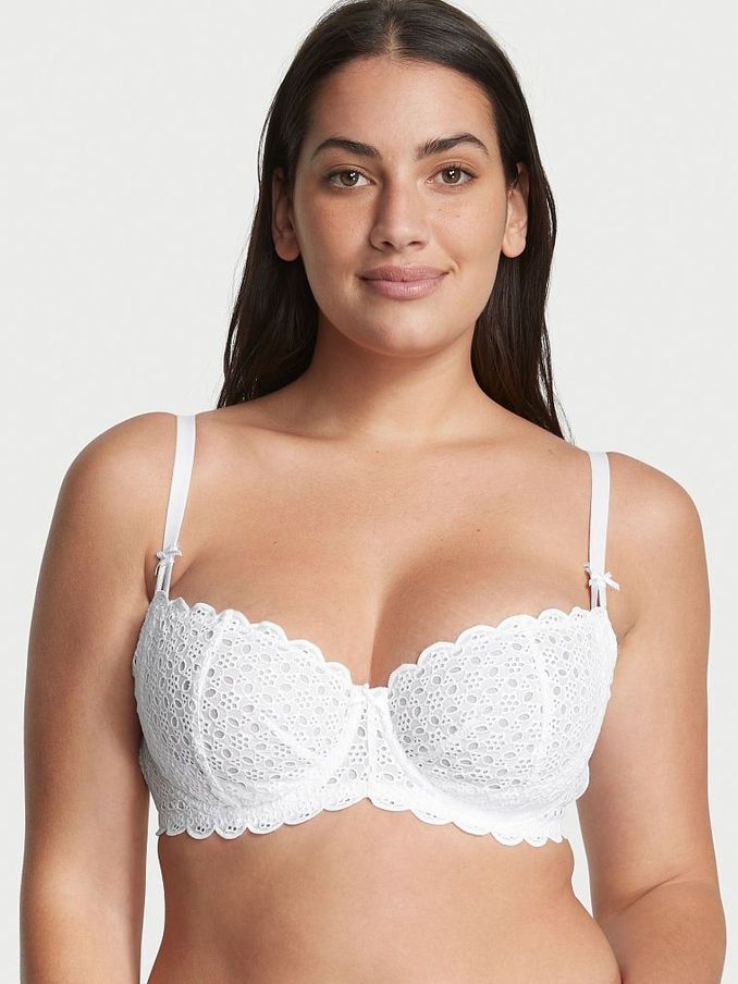 White Unlined Balcony Broderie Scalloped Trim Bra (K32861) | €31