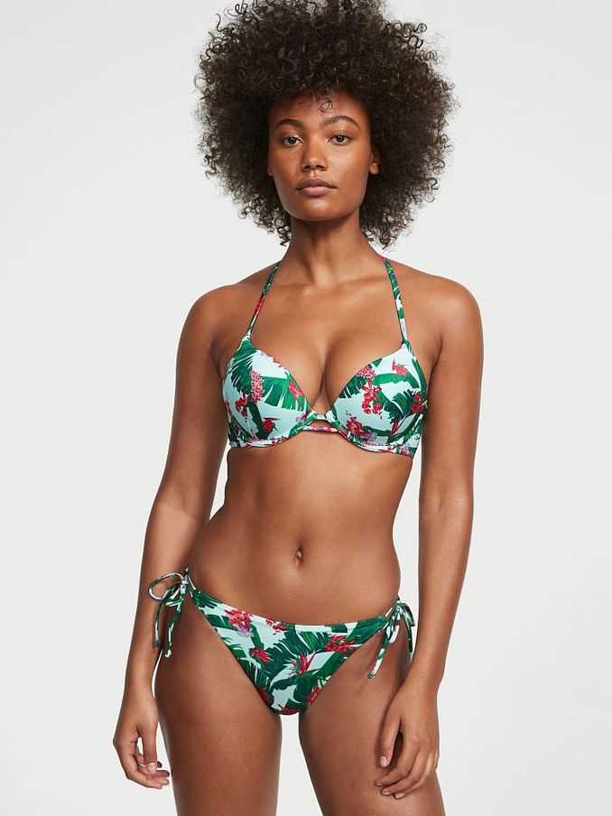 Blue Palm Padded MixandMatch Halterneck Removable Push Up Bra Bikini Top (K33490) | €29
