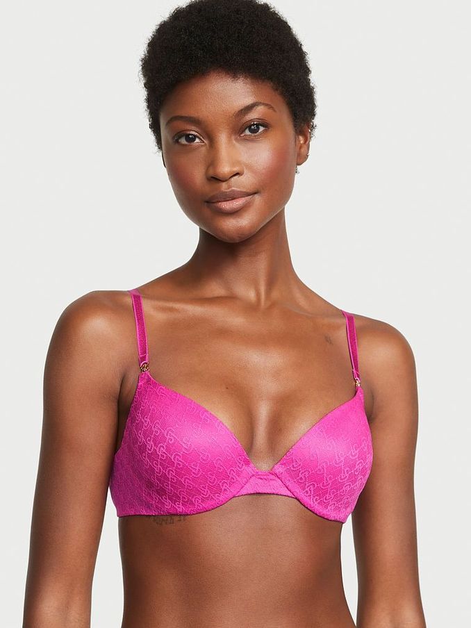 Fuchsia Frenzy Pink Lace Icon Push Up Demi Bra (K43995) | €20