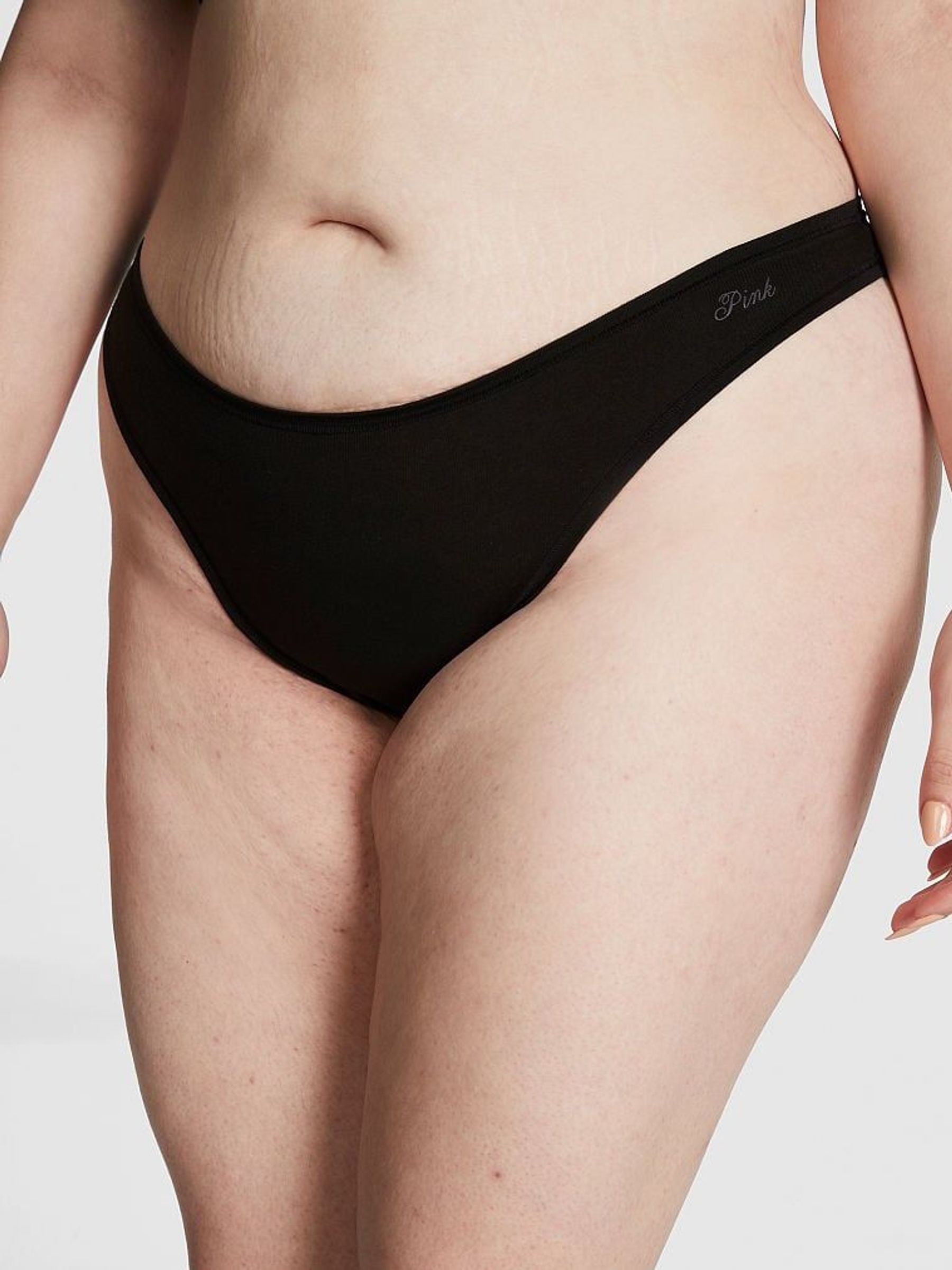 Pure Black Cotton Thong Knickers (K45541) | €10.50