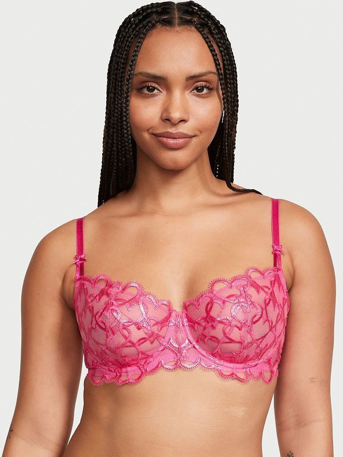 Forever Pink Hearts Unlined Balcony Bra (K45606) | €25