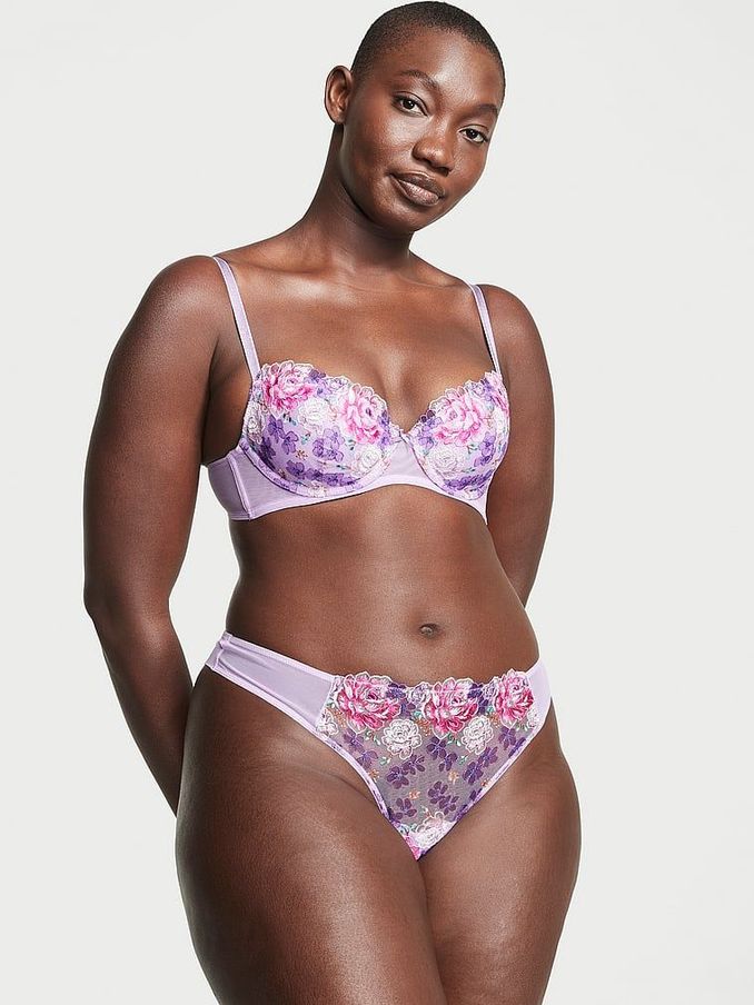 Jasmine Purple Embroidered Thong Knickers (K52508) | €15