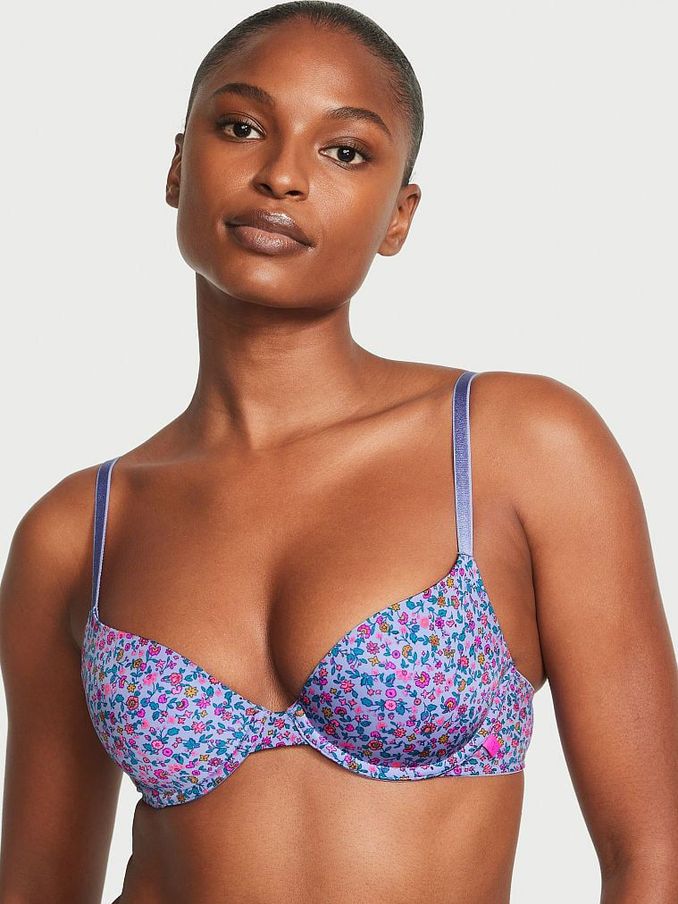 Blue Ditzy Print Smooth Lightly Lined T-Shirt Demi Bra (K52666) | €15