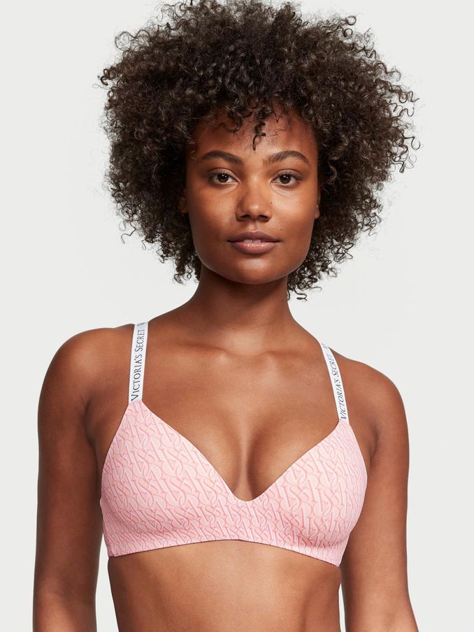 Purest Pink Geo Logo Non Wired Lightly Lined Bra (K54807) | €40