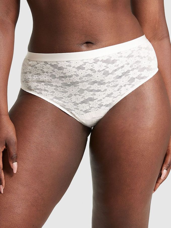 Coconut White Tossed Floral Lace Cheekster Knickers (K59435) | €4