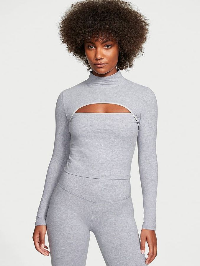 Medium Heather Grey Cutout Long Sleeved Top (K65202) | €12