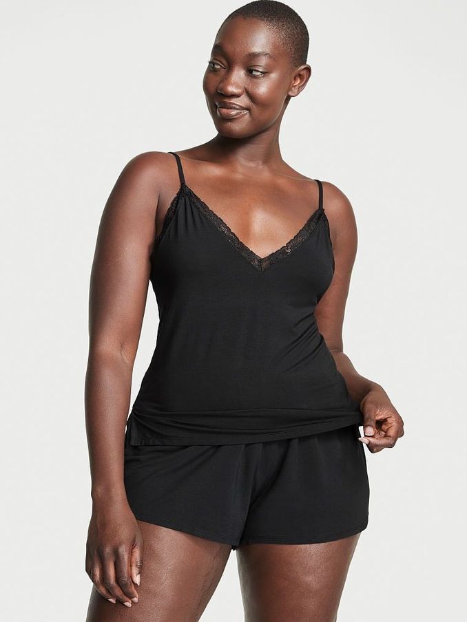 Pure Black Stretch Modal Cami Set (K65244) | €52