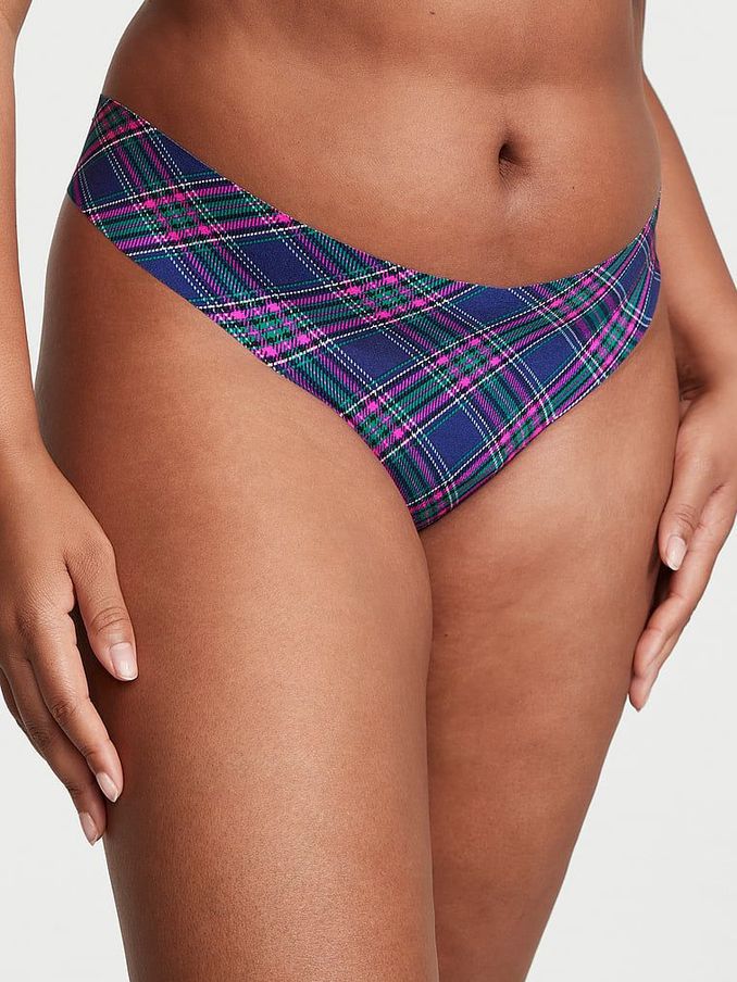Night Ocean Blue Beautiful Tartan Smooth Thong Knickers (K65251) | €4