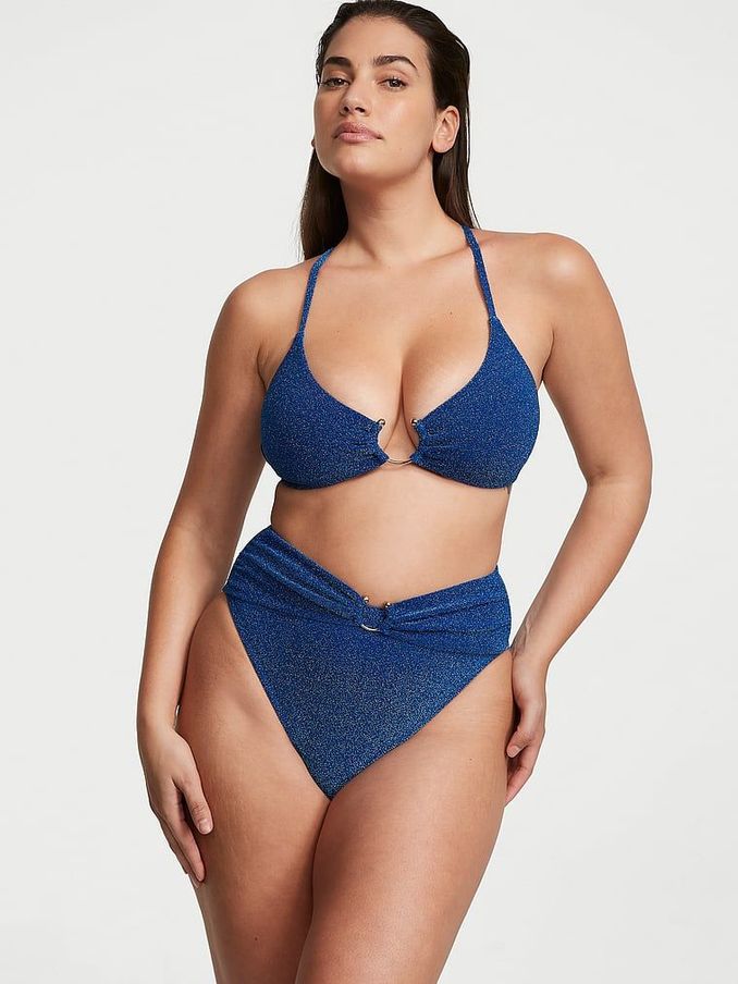 Diver Blue High Waisted Shimmer Swim Bikini Bottom (K67281) | €15