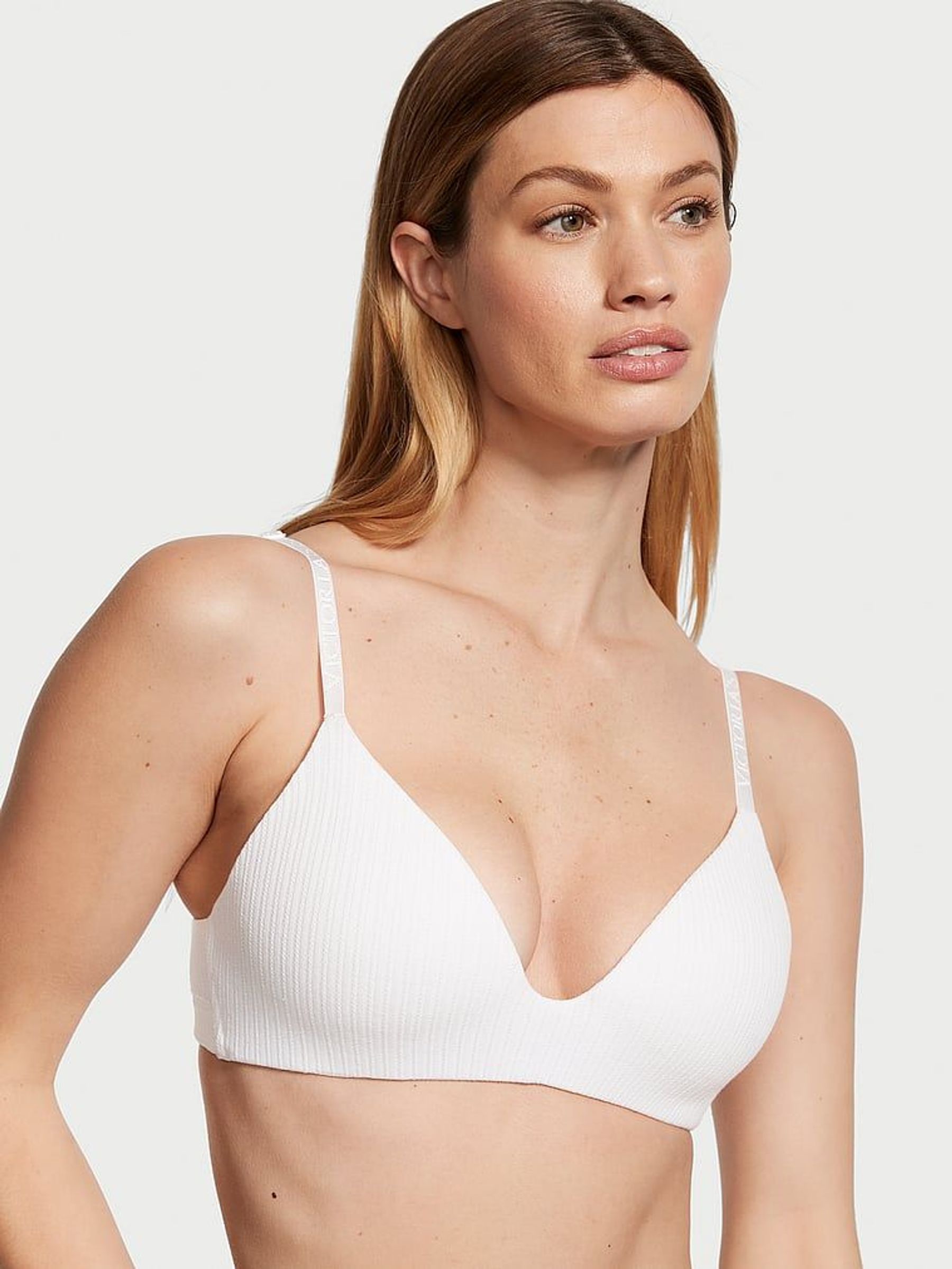 White Ribbed Non Wired Lightly Lined Bra (K67313) | €40
