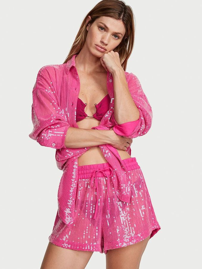 Forever Pink Sequin Mesh Shorts (K67647) | €25
