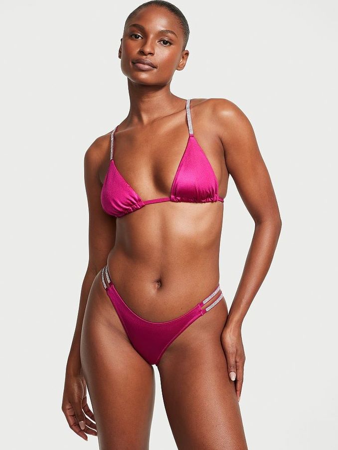Berry Blush Pink Brazilian Shine Strap Swim Bikini Bottom (K67652) | €15