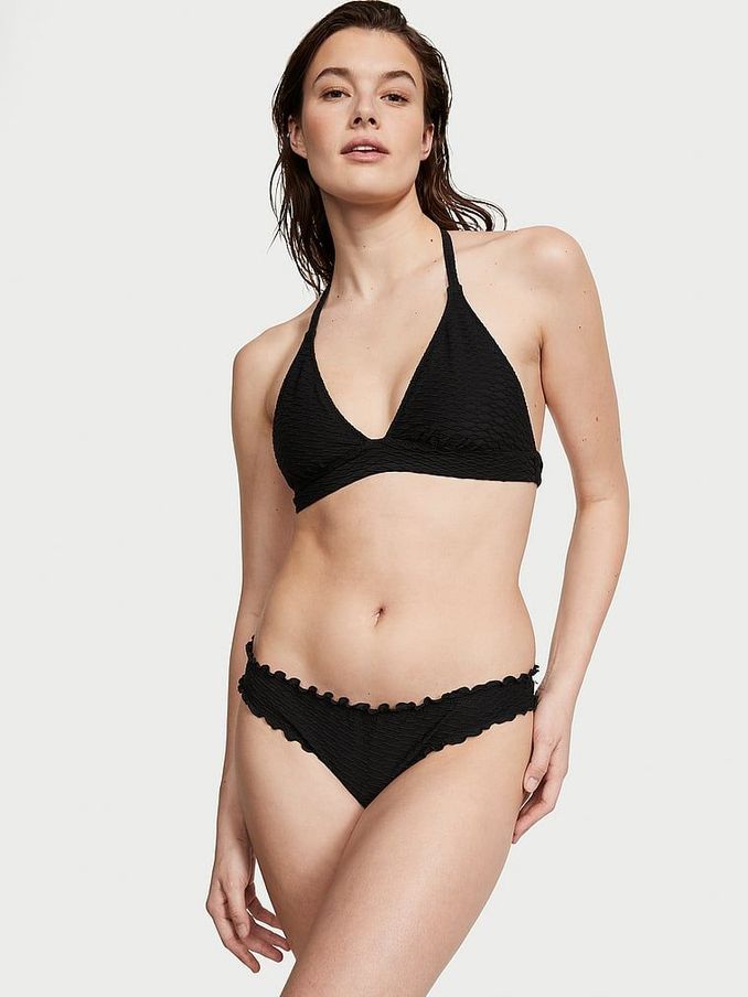 Black Fishnet Halter Swim Bikini Top (K68541) | €15