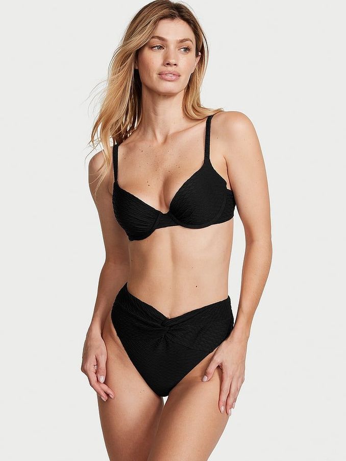 Black Fishnet Padded Swim Bikini Top (K68542) | €19