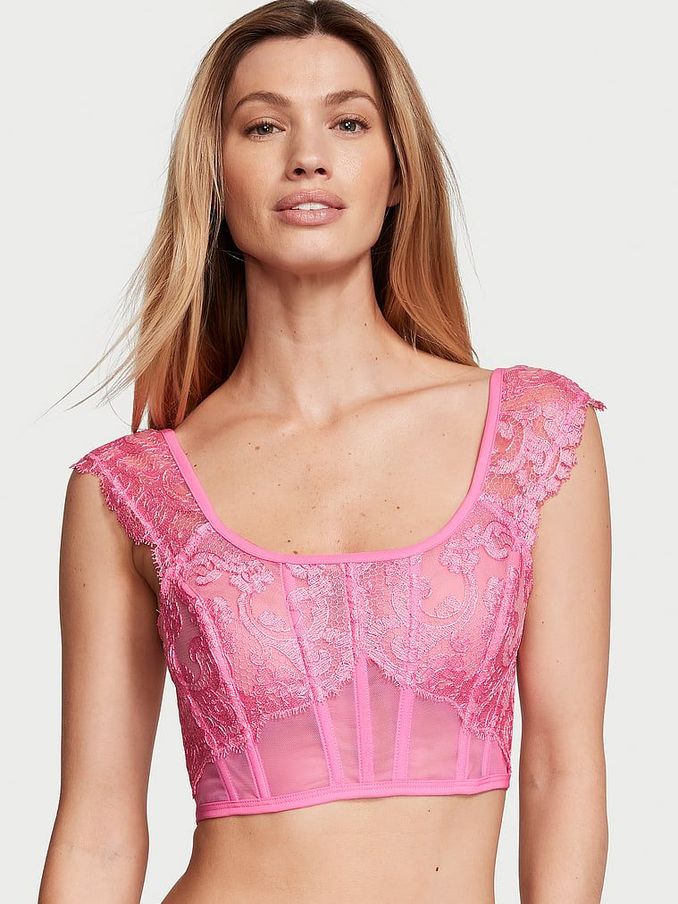 Tickled Pink Boho Floral Corset Bra Top (K68976) | €31