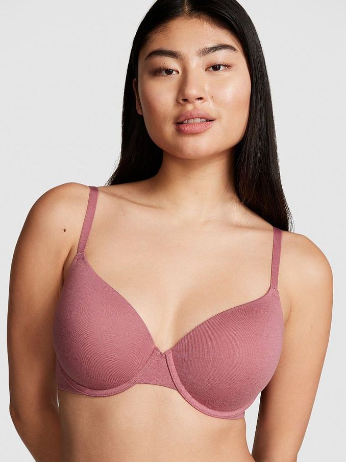 Pink Begonia Lightly Lined Cotton Logo Bra (K70239) | €12