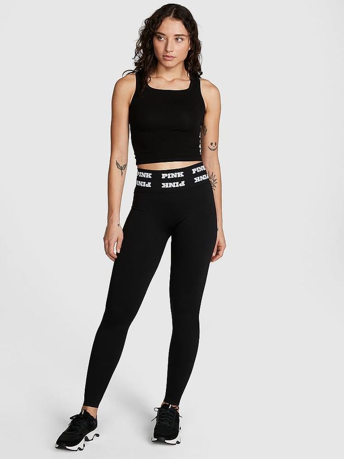 Pure Black Logo Seamless Leggings (K70610) | €45
