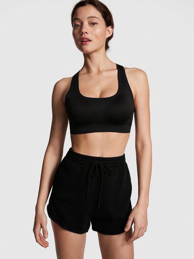 Pure Black Fleece Ribbed Cotton Shorts (K70620) | €15