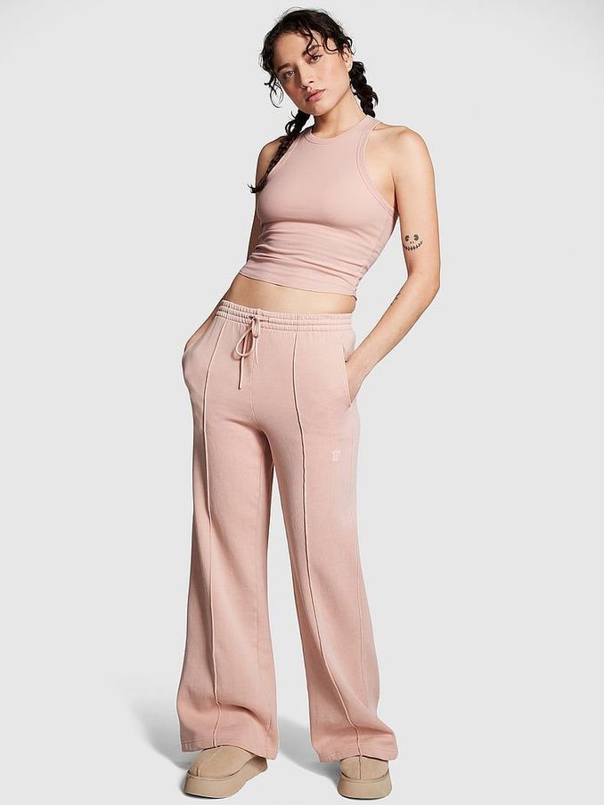 Wanna Be Pink Wide Leg Fleece Jogger (K70625) | €25