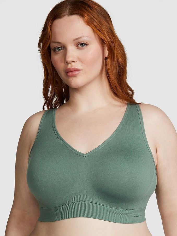 Fresh Forest Green Non Wired Lightly Lined Seamless Air Medium Impact Sports Bra (K70643) | €15