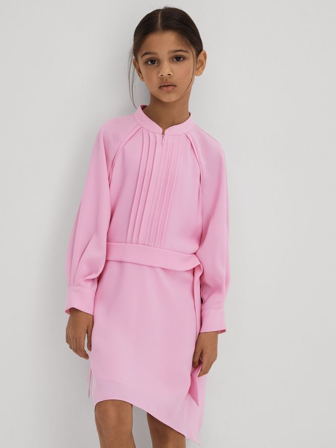 4-9 yrs Zip Front Asymmetric Dress in Pink (K72439) | $57