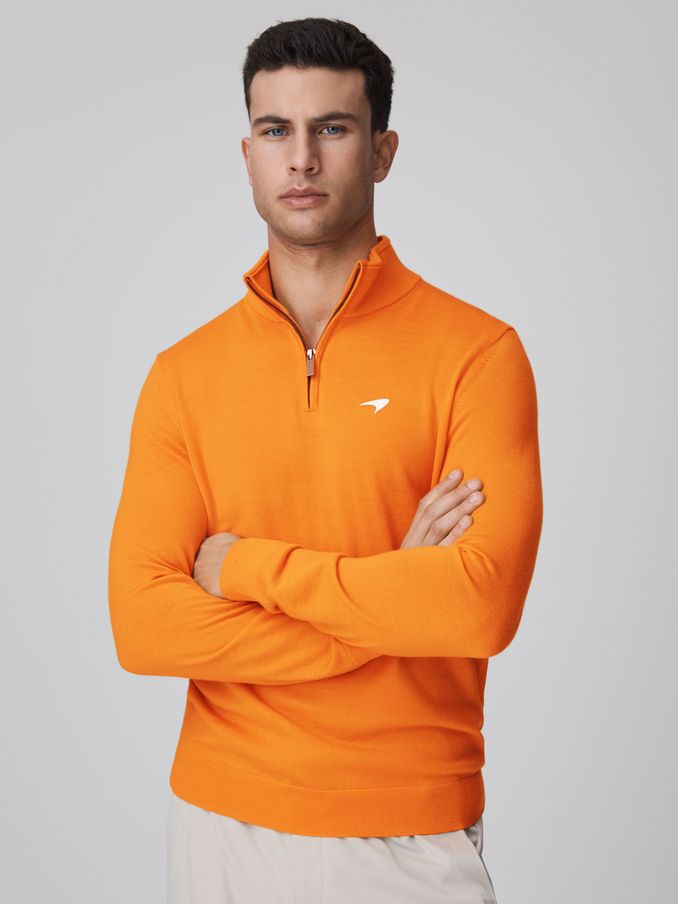 McLaren F1 Merino Half-Zip Funnel Neck Jumper in Papaya (K72497) | €69
