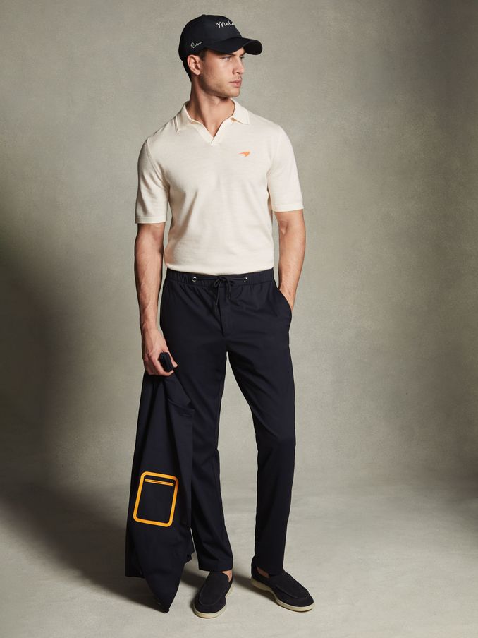 McLaren F1 Merino Wool Open Collar Polo Shirt in Bianco (K72500) | US$61