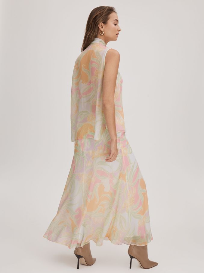 Florere Printed Midi Skirt in Multi (K72502) | US$78