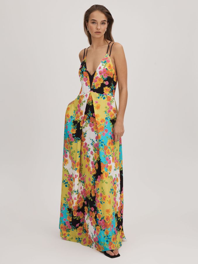 Florere Printed Dual Strap Maxi Dress in Multi (K72505) | €129