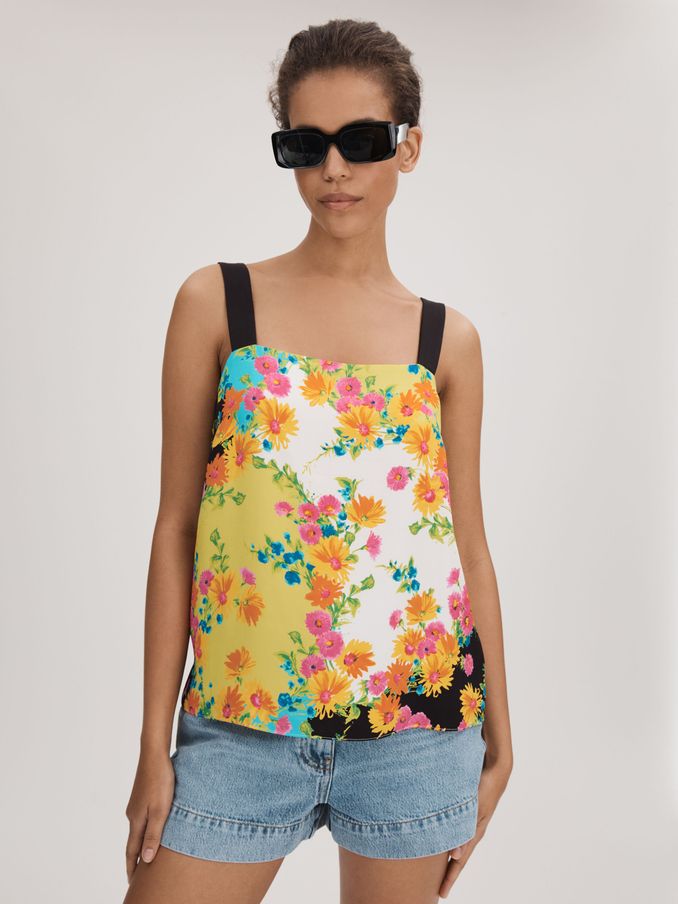 Florere Printed Square Neck Cami in Multi (K72507) | US$45