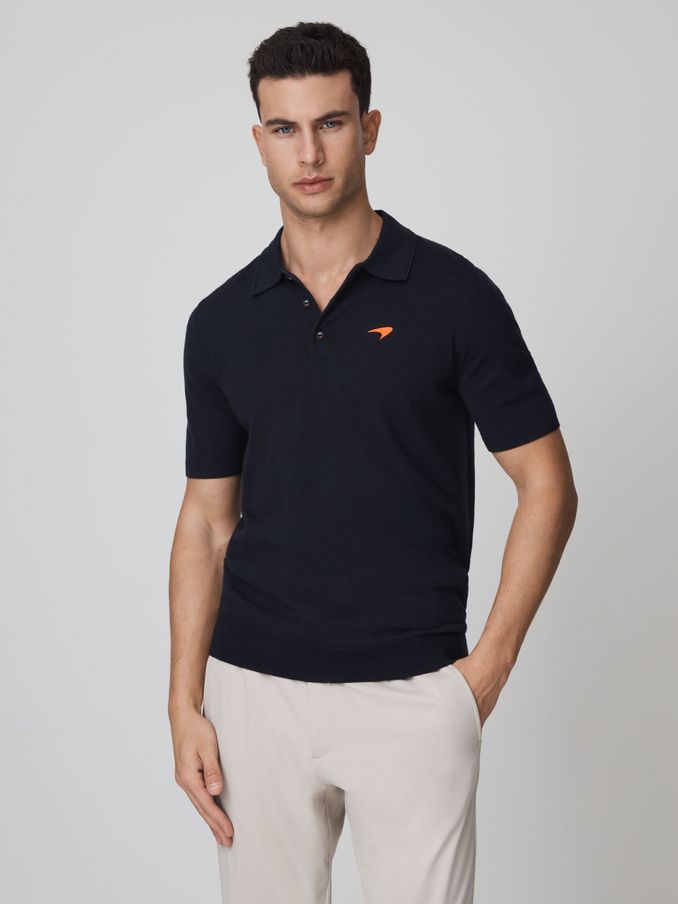 McLaren F1 Merino Wool Polo Shirt in Navy (K72536) | $111