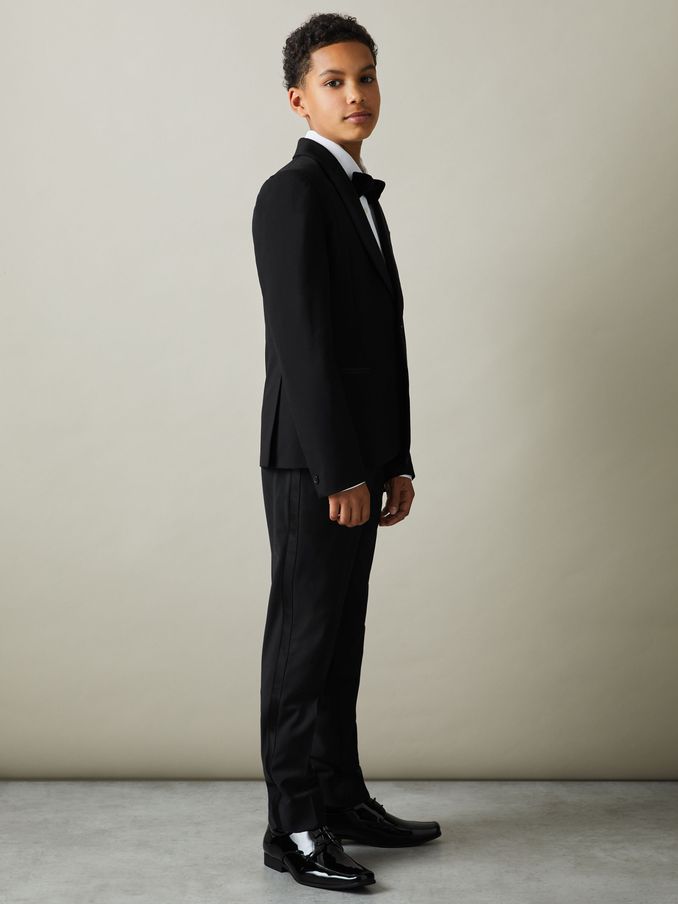 3-9 yrs Tuxedo Satin Single Breasted Blazer in Black (K74343) | US$160