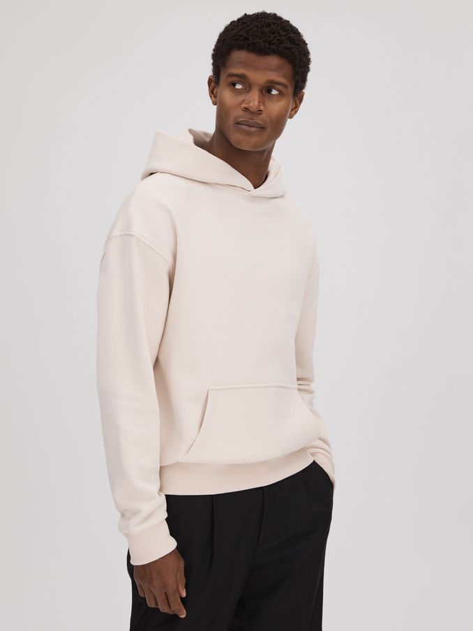 Casual Fit Cotton Hoodie in Off White (K74355) | €97