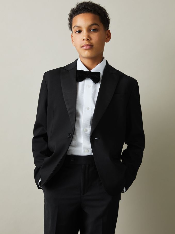 9-13 yrs Tuxedo Satin Single Breasted Blazer in Black (K74363) | €145